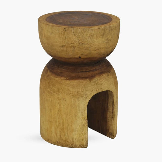 By Shop Woodka a Solid Wood Stool  with a arch holde design in the centre