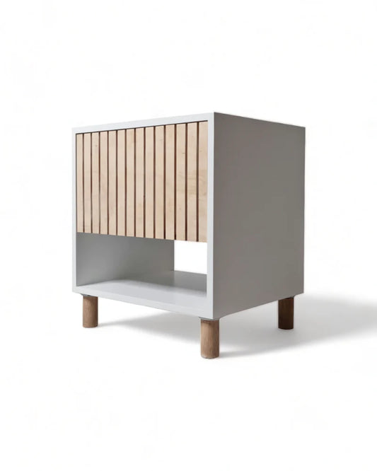 bedside table in white woodka interiors online