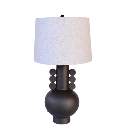 Black Ceramic Table Lamp With Linen Shade