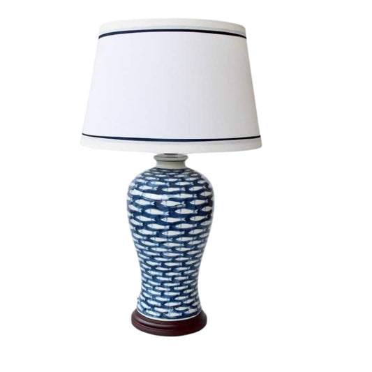 Blue and White Fish Design Table Lamp 
