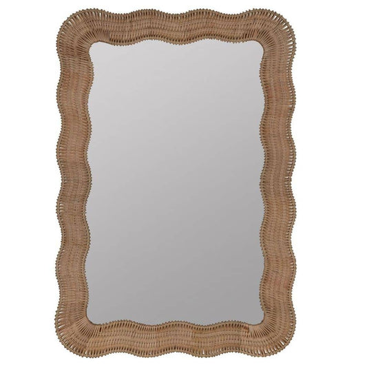 rectangular mirror with wicker frame