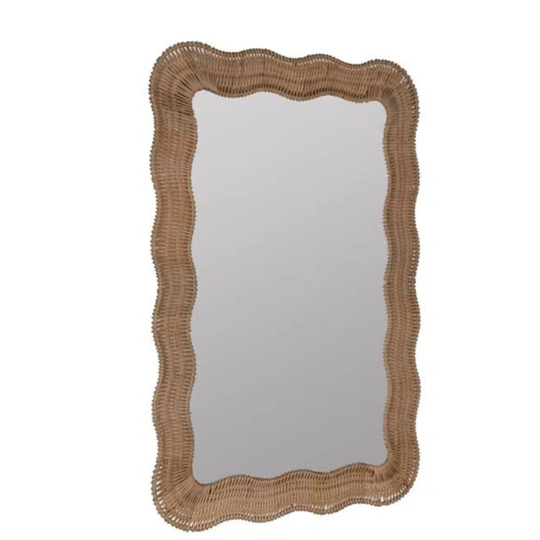 rattan framed accent mirror 