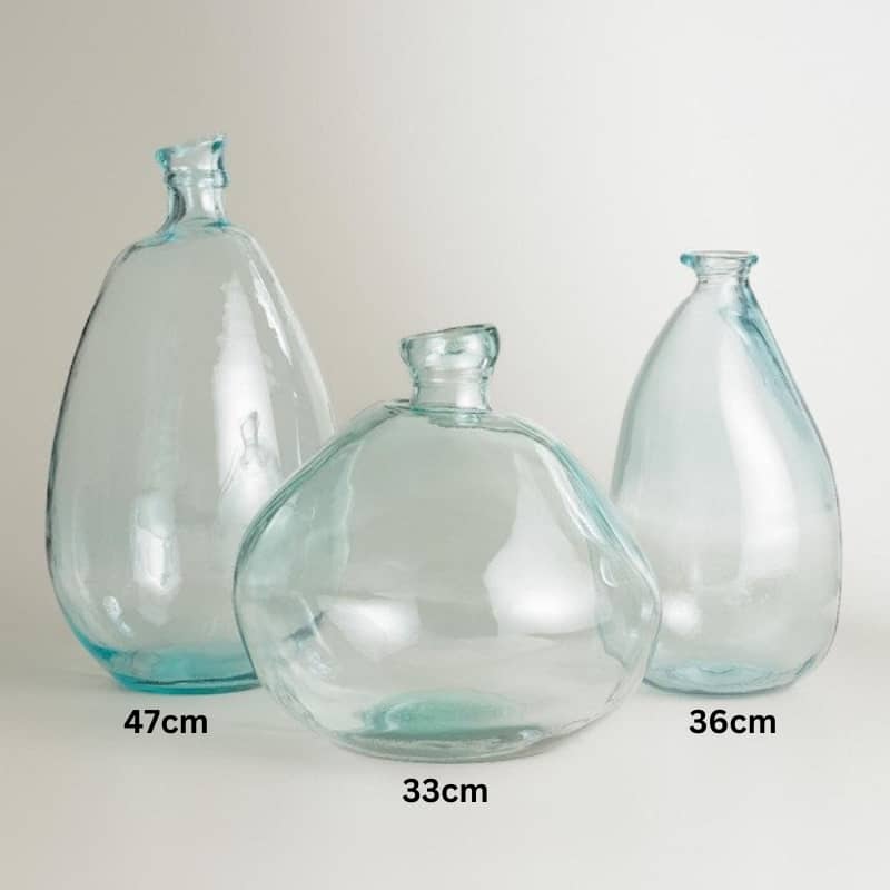 Clear recycled glass vases