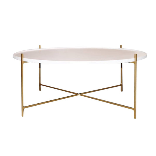 Lux Floating Coffee Table White and Gold - Stylish Metal Furniture Piece