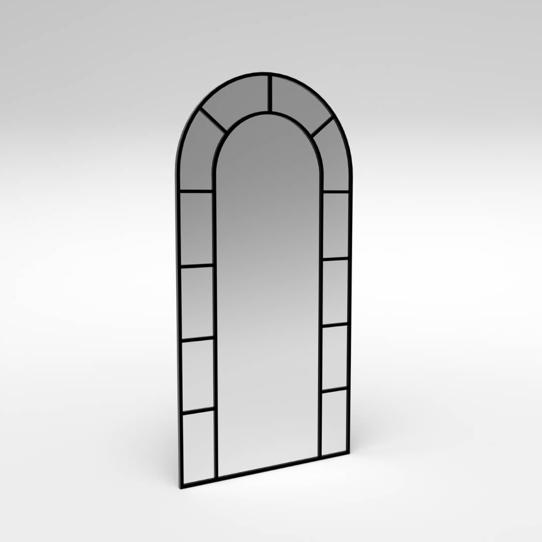 Full Length Mirror - Arch Metal Frame Black |side view