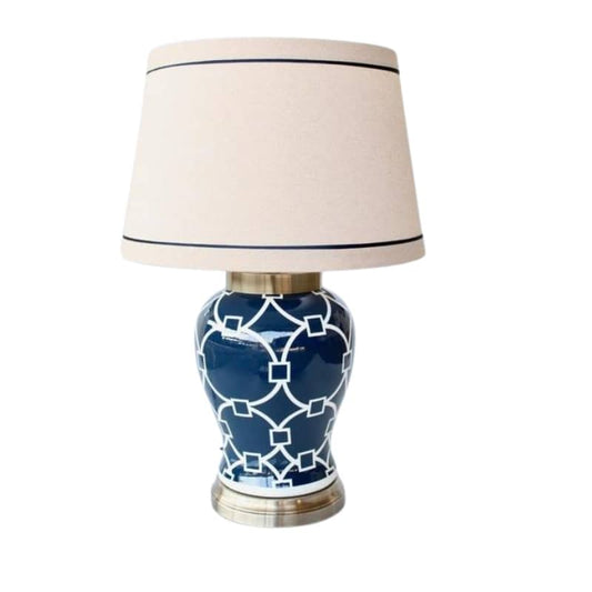Geo Navy and White Table Lamp