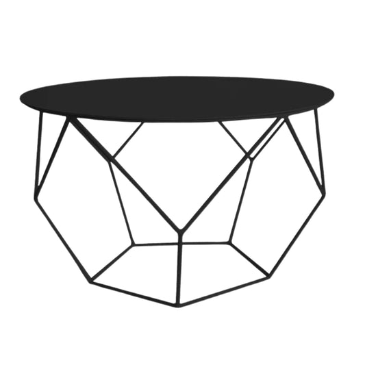 Geo Round Black Coffee Table - Stylish Round Black Metal Coffee Table