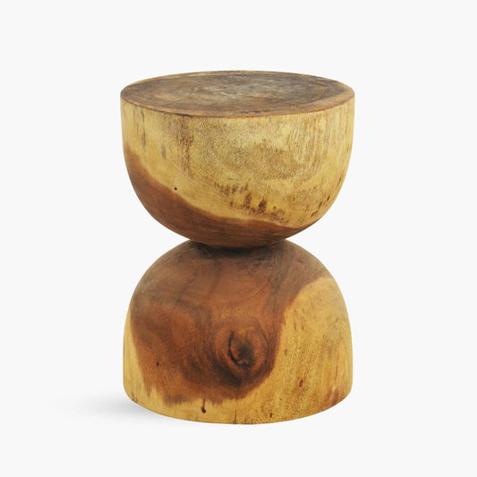 Hourglass Wooden Accent Stool - Wooden Stool