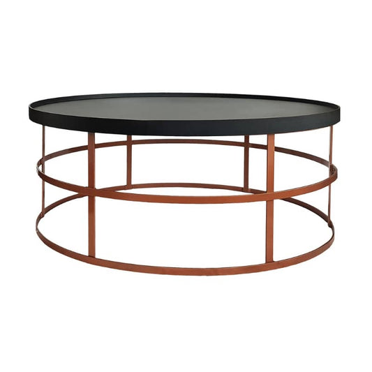 Rustic Round Coffee Table with Charcoal Top by Woodka Interiors