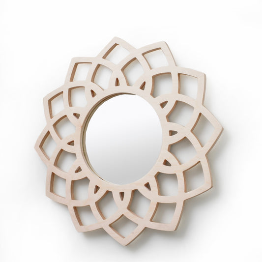 lotus flower round mirror Decorative round mirror in natural finish