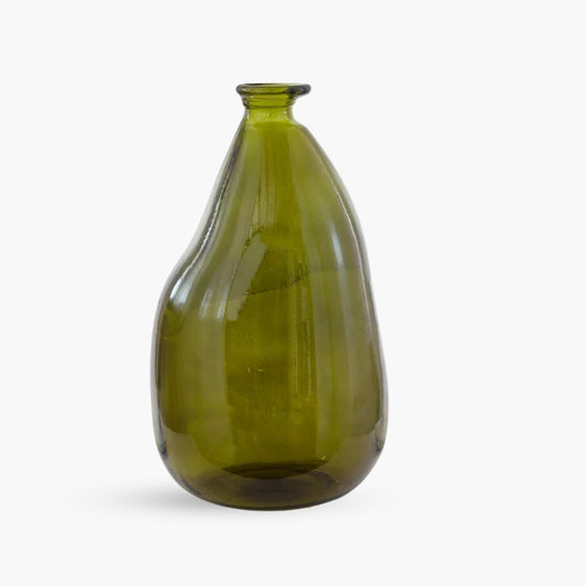 Mediterranean Recycled Glass Vase - Olive Green