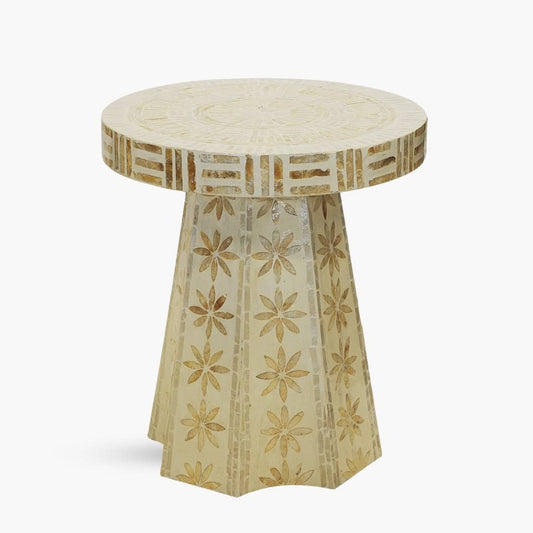 Woodka Interiors Mirage Side Table With Mother of Pearl Finish
