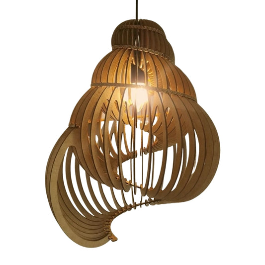 Periwinkle Pendant Light - Seashell-inspired pendant light crafted with precision from compressed wood (HDF), emitting a soft glow - Woodka Interiors