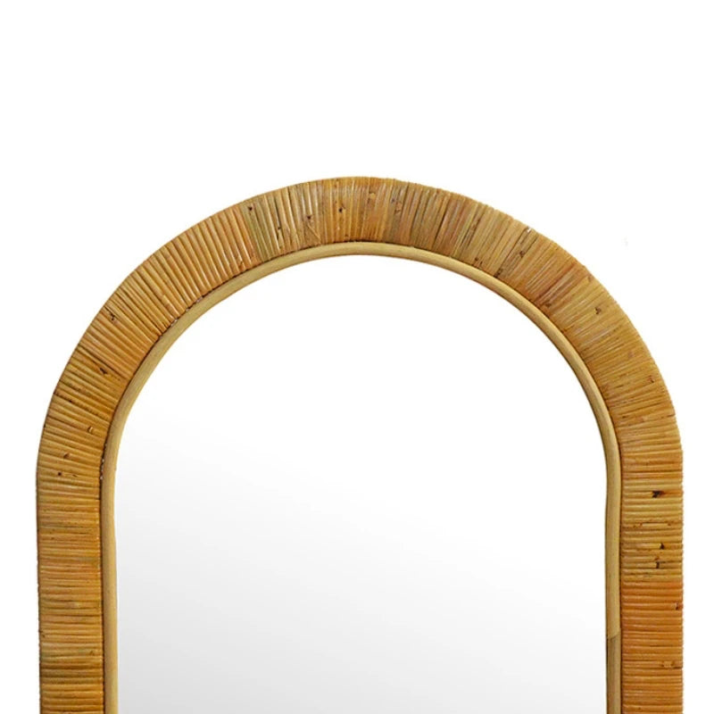 Isabelle Oval Mirror in Rattan Frame Natural top view