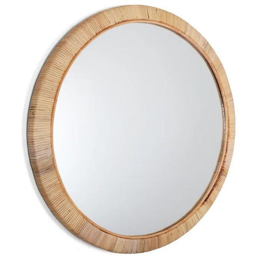 Luxe Round Mirror in Rattan Frame