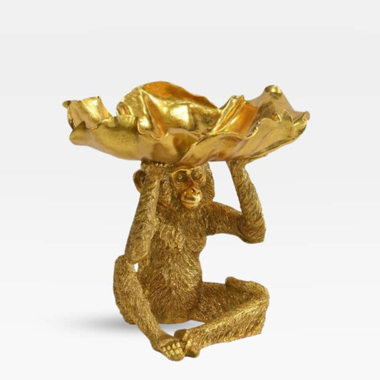Resin Monkey Bowl in Gold - 30cm
