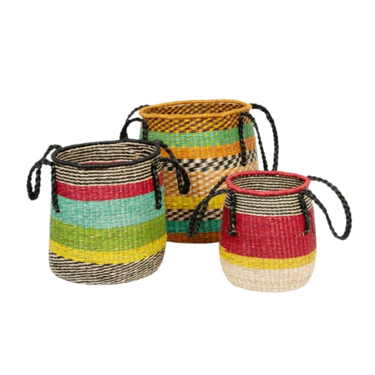 Seagrass Baskets Milbrae Multi Colour Set of 3 - Woven Decor Storage Solution
