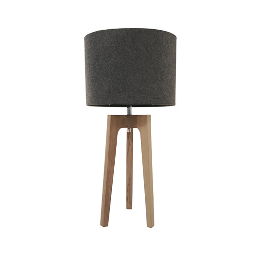 Tripoli Wooden Table Lamp with Grey Shade