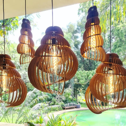 Collection of wooden pendant lights