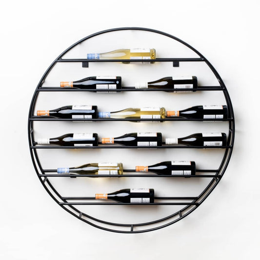 Metal Wall Mounted Wine Rack with bottles