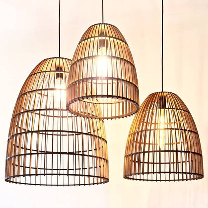 Wooden Basket Pendant Light cluster