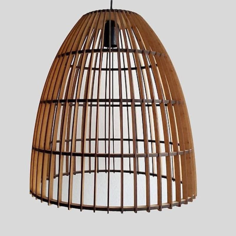 Wooden Basket Pendant Light