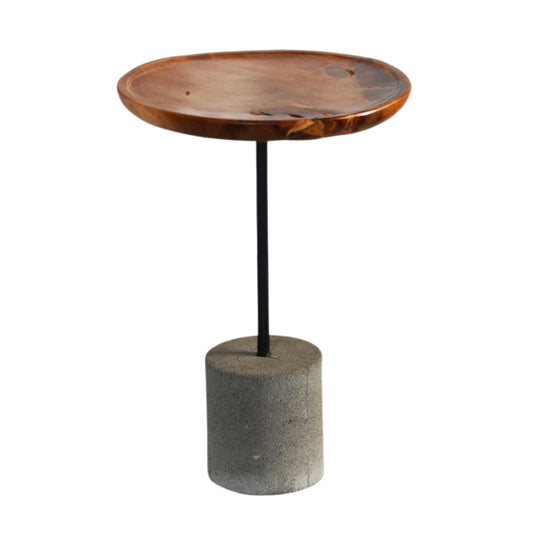 Temple Concrete and Wood Side Table - 50cm