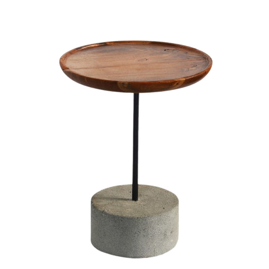 Temon Concrete and Wood Side Table - 43cm