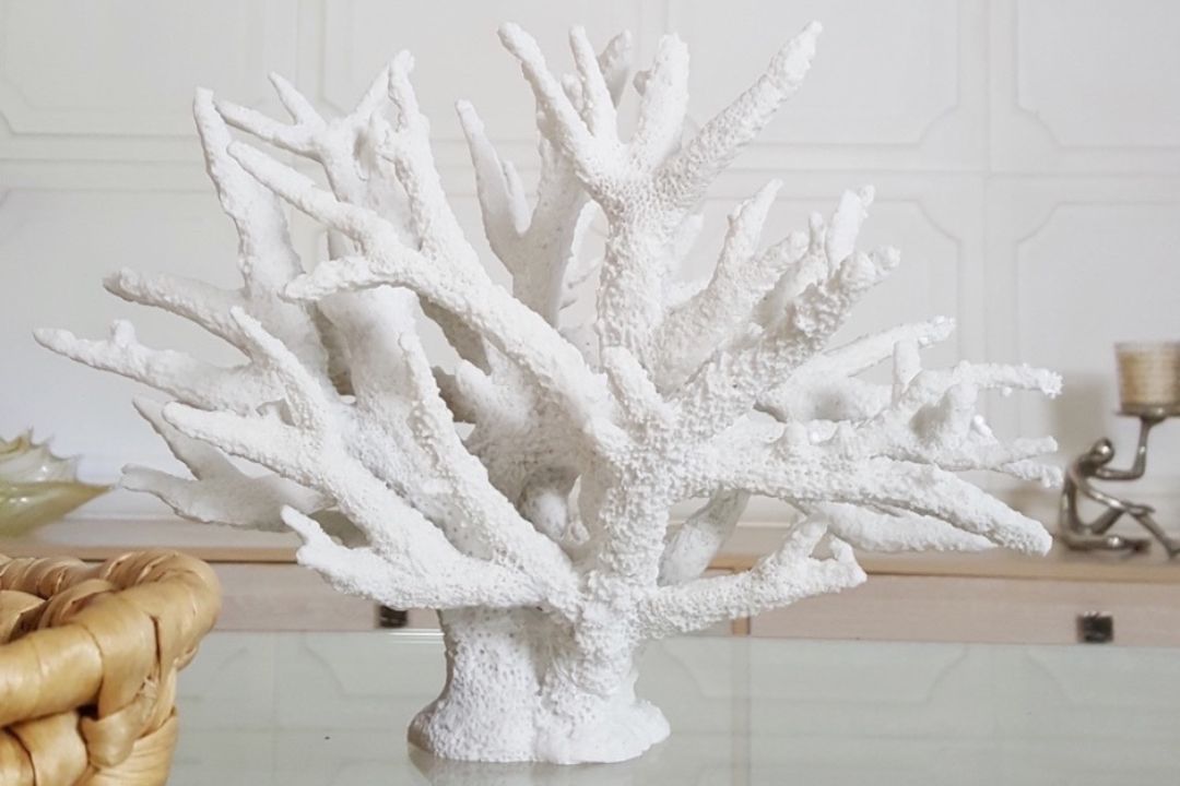 faux coral decor ornament on table