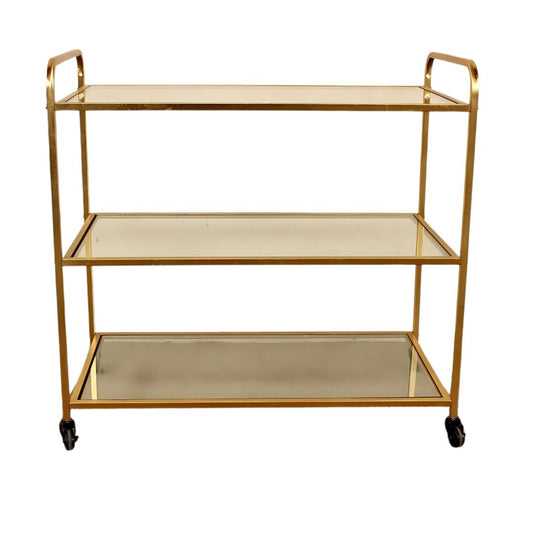 Stylish Bar Cart with Glass Shelves by Woodka Interiors
