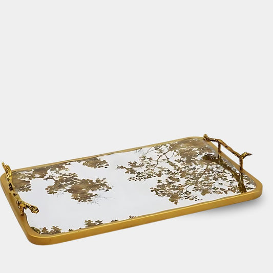 Flora Mirror Tray Gold 46cm | Decorative Trays