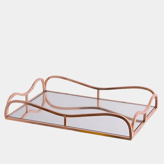 rose gold mirror tray small