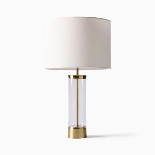 Mason Cylinder Glass and Gold Table Lamp