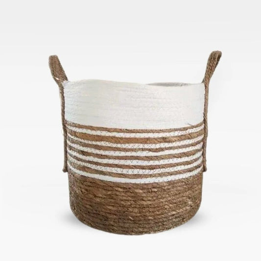 Basket White Stripes and Natural Large 29cmx35cm