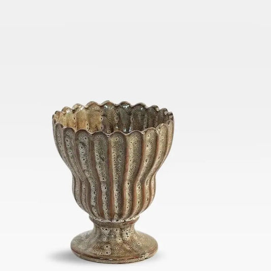 Ceramic Vase - Bella Footed Espresso 15cm 