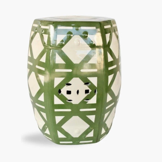 Ceramic Stool Hexagonal Green