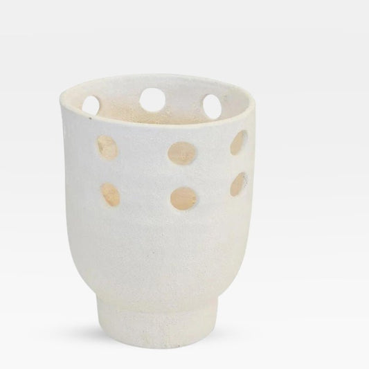 Large ceramic textured white vase
