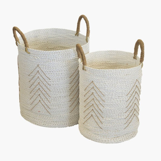 Chevron White Basket Set Of 2