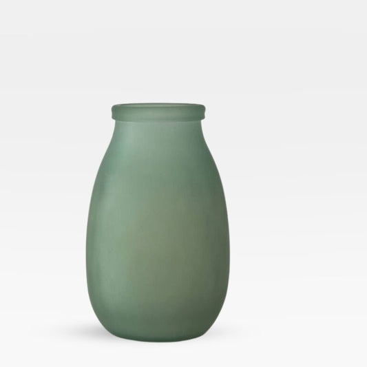 Frosted green glass vase