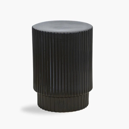 Ceramic Stool Ribbed Black