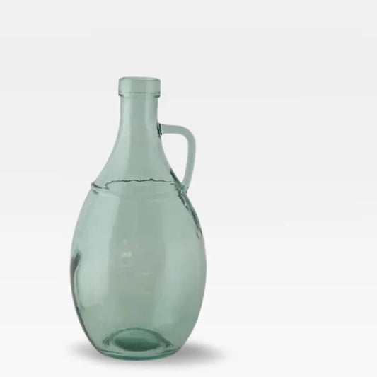 Glass handled vase mint color 