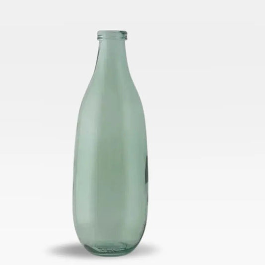 Tall green glass vase