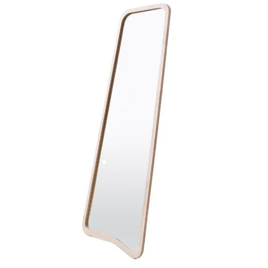 Leaning floor mirror with a birchwood frame