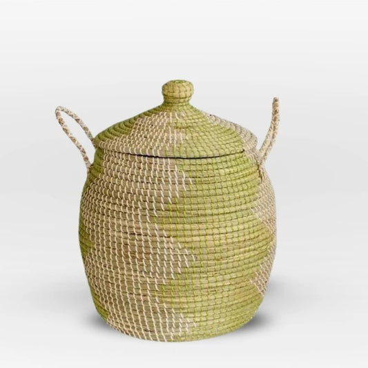 Natural Weaved Lidded Basket