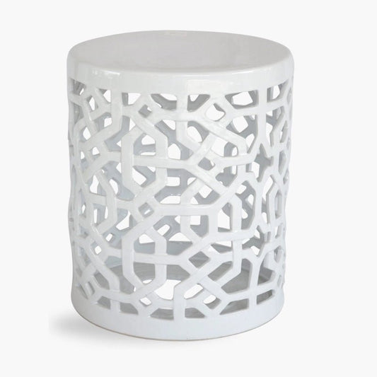 White Cut Out Accent Stool - 45cm