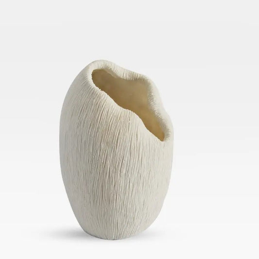 Scalloped Coral White Vase - 28cm