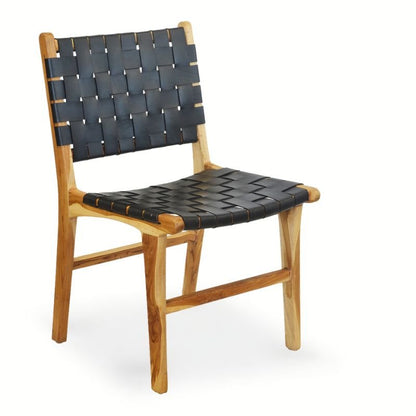 Numi Black Woven Leather Dining Chair